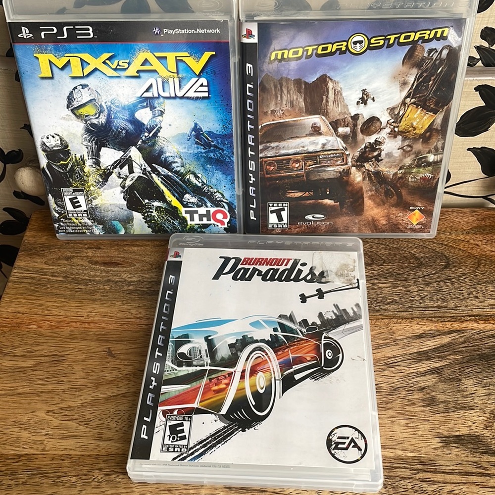 🖤PS3 Games , MX vs ATV Alive,Moor Storm, Burnout Paradise.